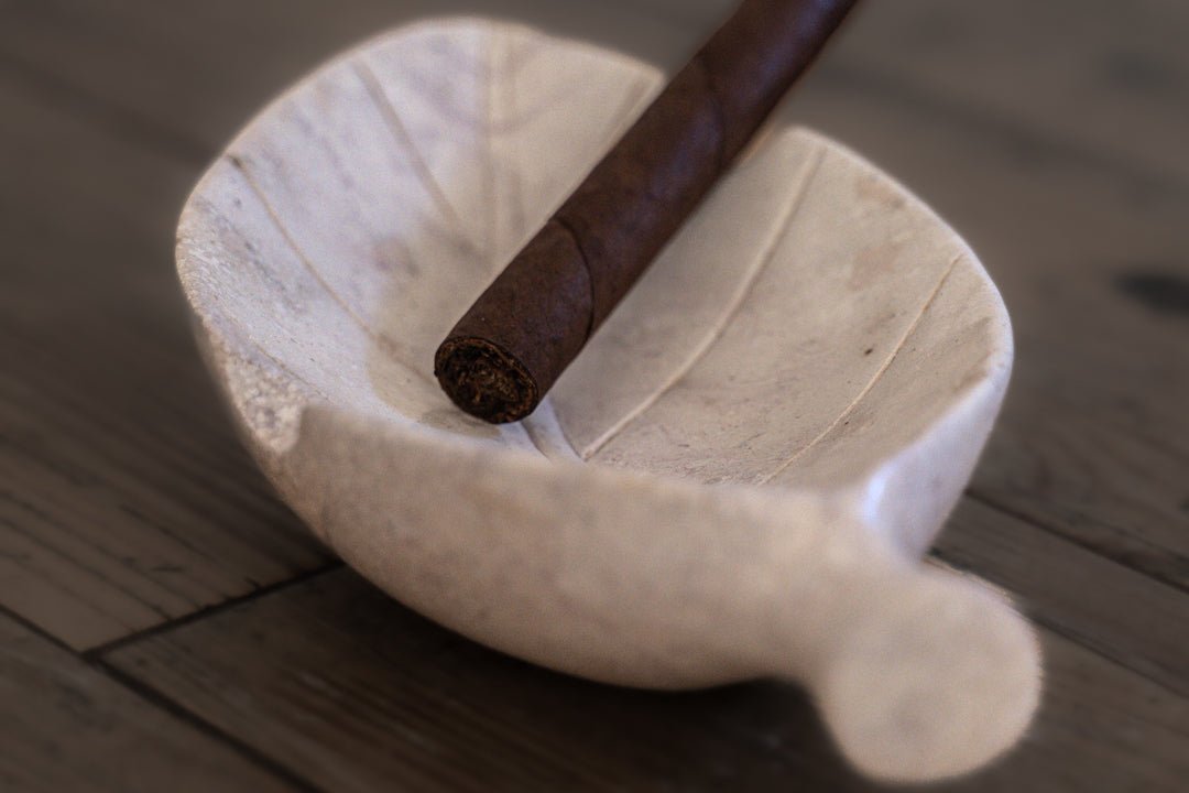 Hand Carved Stone Tobacco Leaf Cigar Ashtray (Large) #1