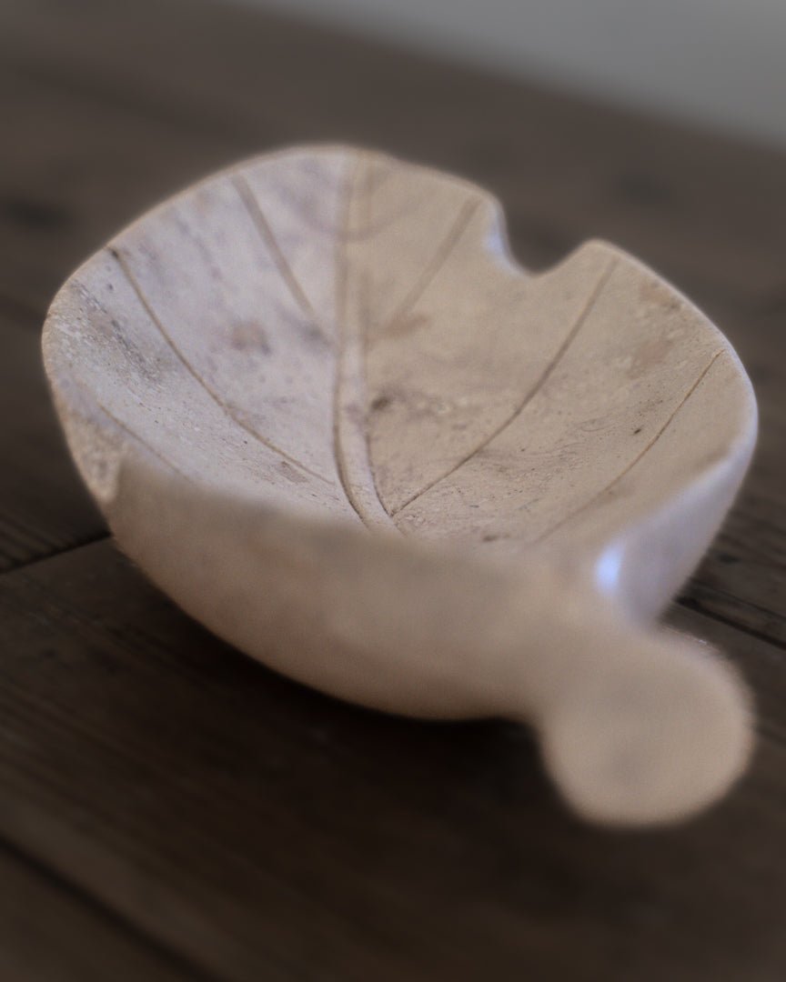 Hand Carved Stone Tobacco Leaf Cigar Ashtray (Large) #1