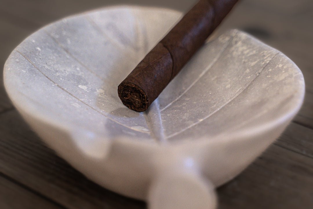 Hand Carved Stone Tobacco Leaf Cigar Ashtray (Large) #3