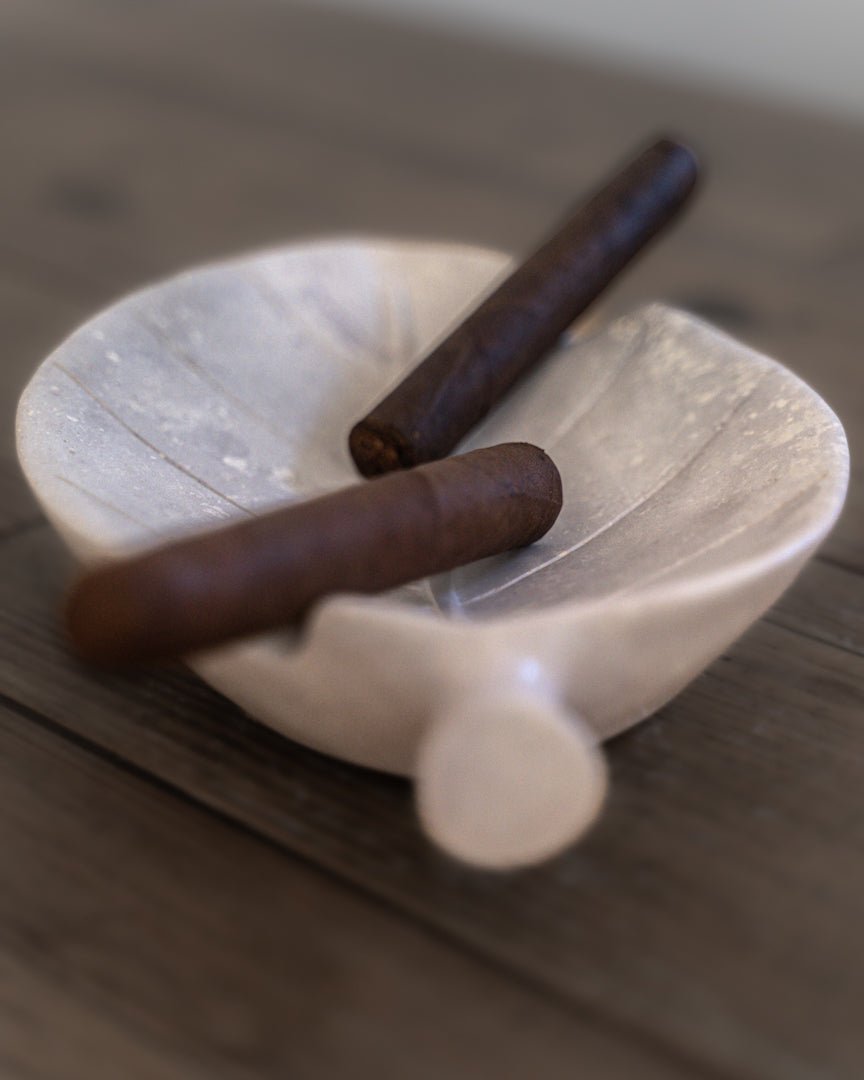 Hand Carved Stone Tobacco Leaf Cigar Ashtray (Large) #3