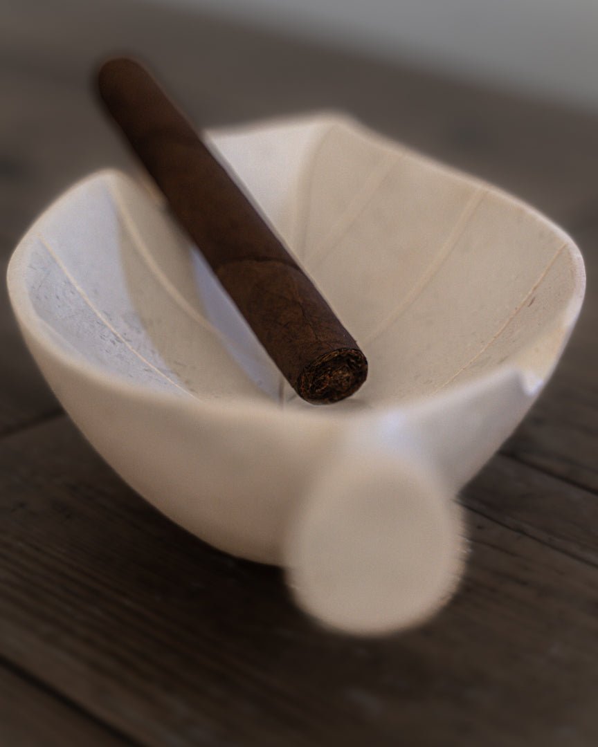 Hand Carved Stone Tobacco Leaf Cigar Ashtray (Large) #2