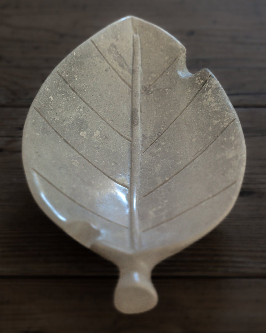 Hand Carved Stone Tobacco Leaf Cigar Ashtray (Large) #3