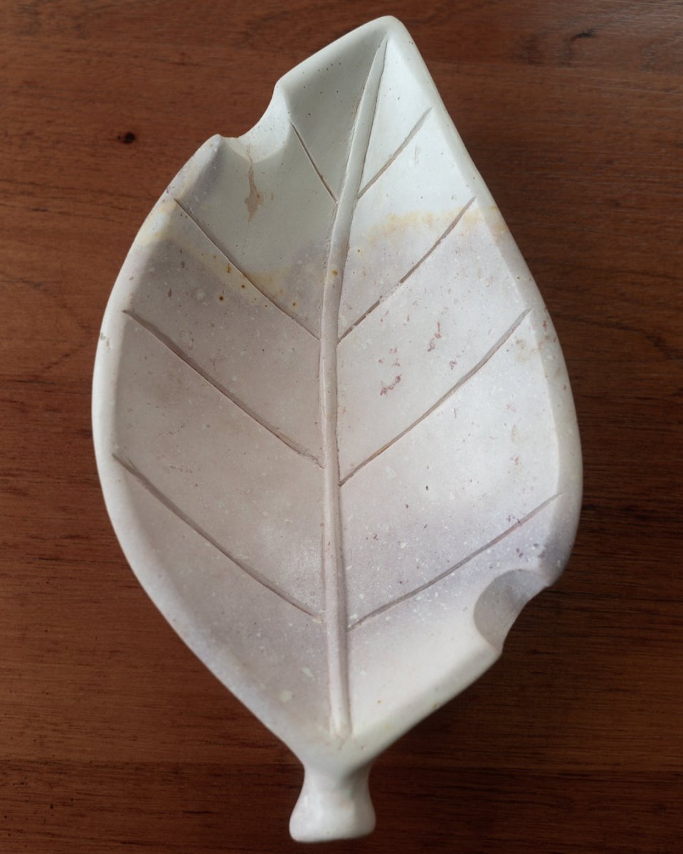 Hand Carved Stone Tobacco Leaf Cigar Ashtray (Extra Large) #3