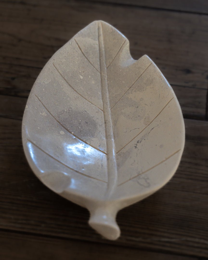 Hand Carved Stone Tobacco Leaf Cigar Ashtray (Large) #5