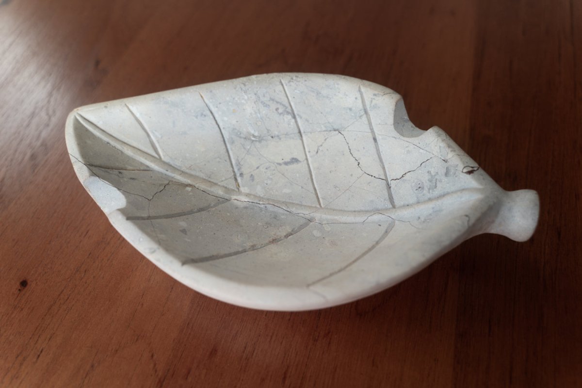 Hand Carved Stone Tobacco Leaf Cigar Ashtray (Extra Large) #4