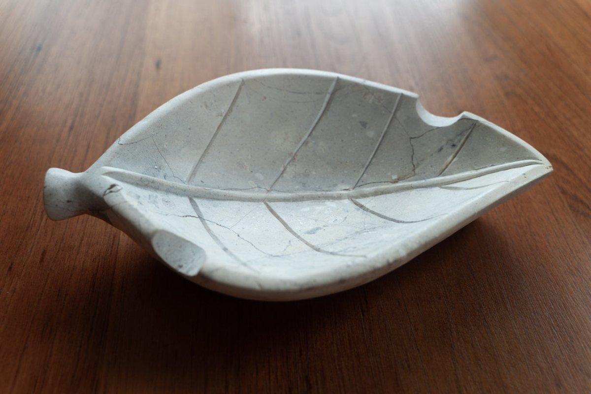 Hand Carved Stone Tobacco Leaf Cigar Ashtray (Extra Large) #4